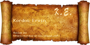 Kordos Ervin névjegykártya