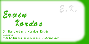 ervin kordos business card